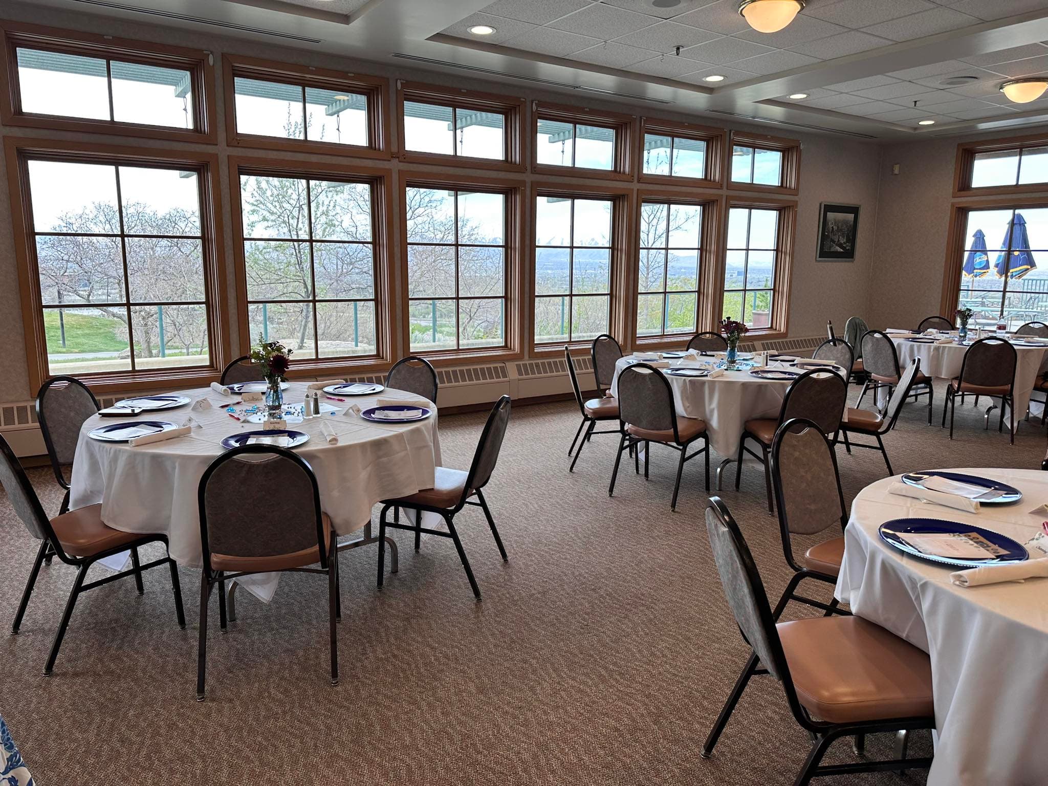 Old Mill Banquet Hall interior with elegant event setup in Holladay Utah